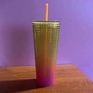Starbucks 2022 Lemon Pink Gradient 24 oz Tumbler with Straw